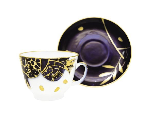 Чашка с блюдцем Подарочная Гранат золотой чайная 375 мл